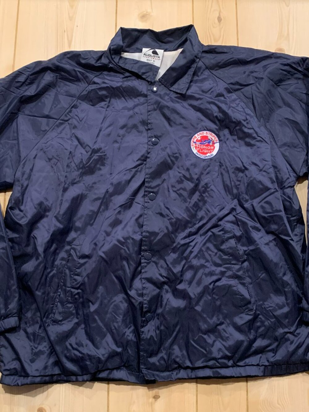Vintage Y2K Augusta Stars and Stripes Honor Flight Pilot Windbreaker Jacket XL